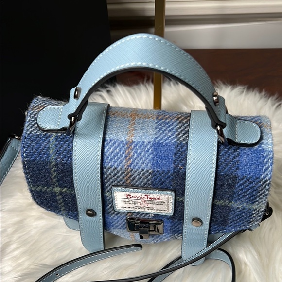 Harris Tweed Islander Blue Tartan Satchel Crossbody Bag NWOT- From Scotland - Picture 7 of 16